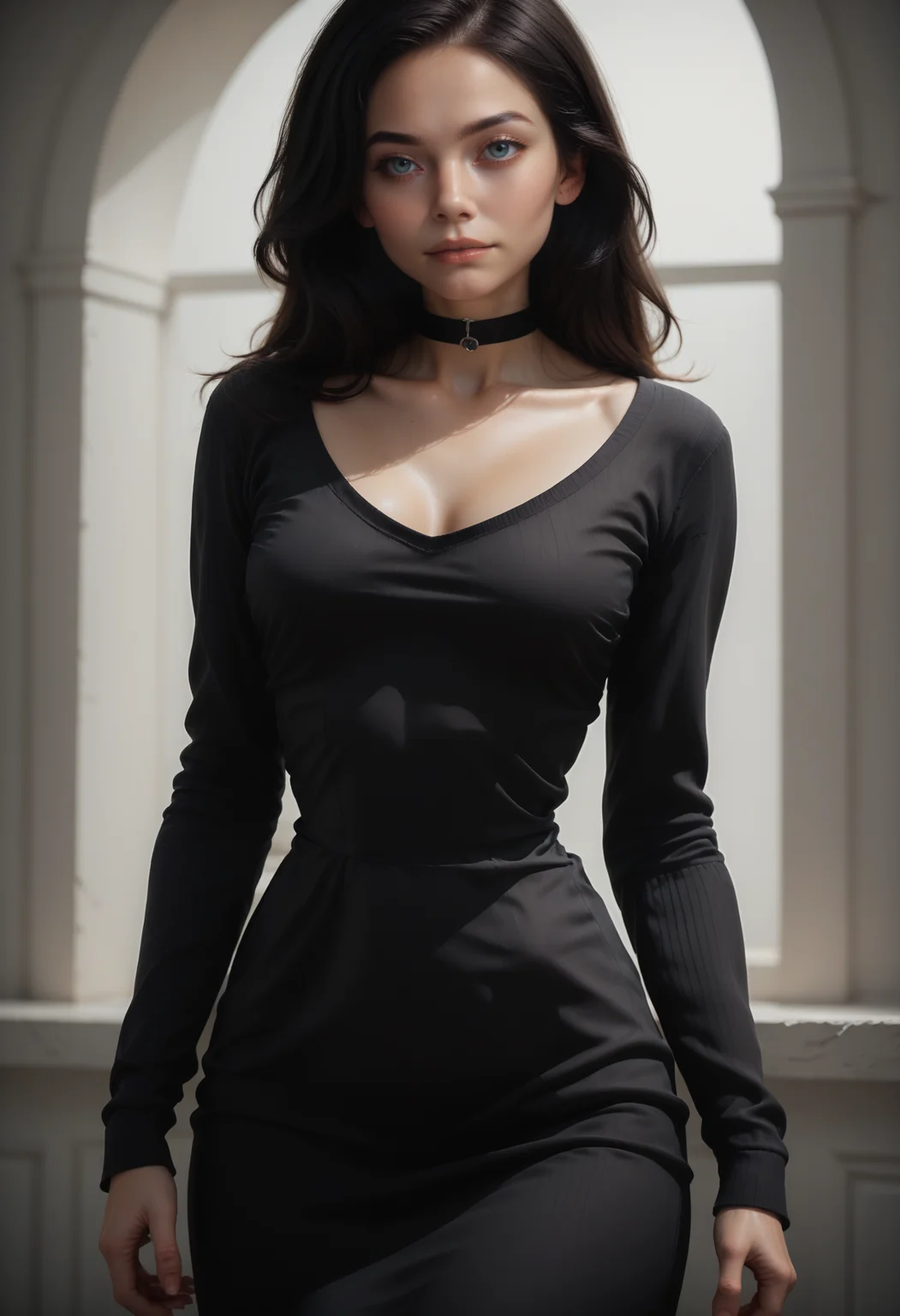 score_9, score_8_up, score_7_up,
1girl, solo, cowboy shot, sexy black sweater dress, scoop neck, long sleeves, black choker,
<lora:Dark_Svetlana_Pony_v0.1:0.6> d4rksv3tl4n4,