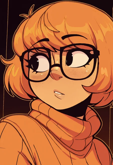 1girl, solo, velma dace dinkley, orange sweater, portrait, freckles, glasses, looking to the side, orange theme,
masterpiece, best quality, <lora:welwraith-guy90-Illust-Lycorisv1:1> welith