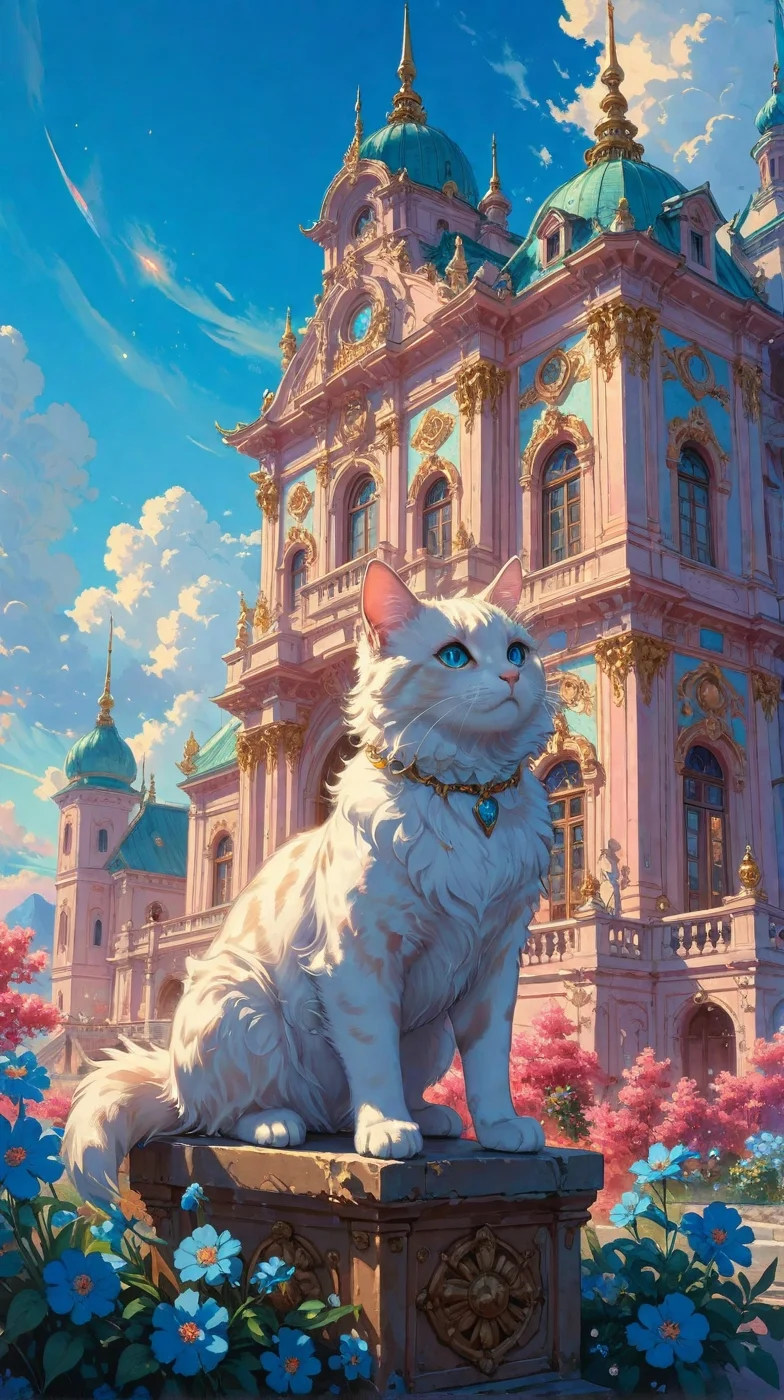 ethereal fantasy concept art of anime artwork Baroque, "A realistic painting of The Cat and its Rococo Palace in the sky with blue flowers and clouds, in the style of Krenz Cushart, Moebius, and Muchain, Prismatic, Rococo, Pearlescent, reflective, shimmering, highly detailed, masterpiece, dreamy, concept art, Cinema lighting, 8k, trending on artstation", masterpiece, best quality, very very very very aesthetic,absurdres,
<lora:Wild_Anime_2025:0.7>,
<lora:Poster_XL:0.15>
<lora:extremely_detailed:0.7> extremely detailed ,
<lora:aidmaImageUpgraderSDXL-v0.3:0.5> aidmaImageUpgrader,
<lora:add-detail-xl:0.7>,
<lora:HyperdetailedColoredPencilIl:0.15> ArsMJStyle, Colored pencil hyperdetailed realism,
<lora:ppw_v7_animv4_1_r2:0.3>,, dramatic, exuberant, grandeur, baroque art, anime art style, anime digital art, expressive anime art, dynamic composition, anime style, vibrant, studio anime, highly detailed, anime style, key visual, vibrant, studio anime, highly detailed, magnificent, celestial, ethereal, painterly, epic, majestic, magical, fantasy art, cover art, dreamy