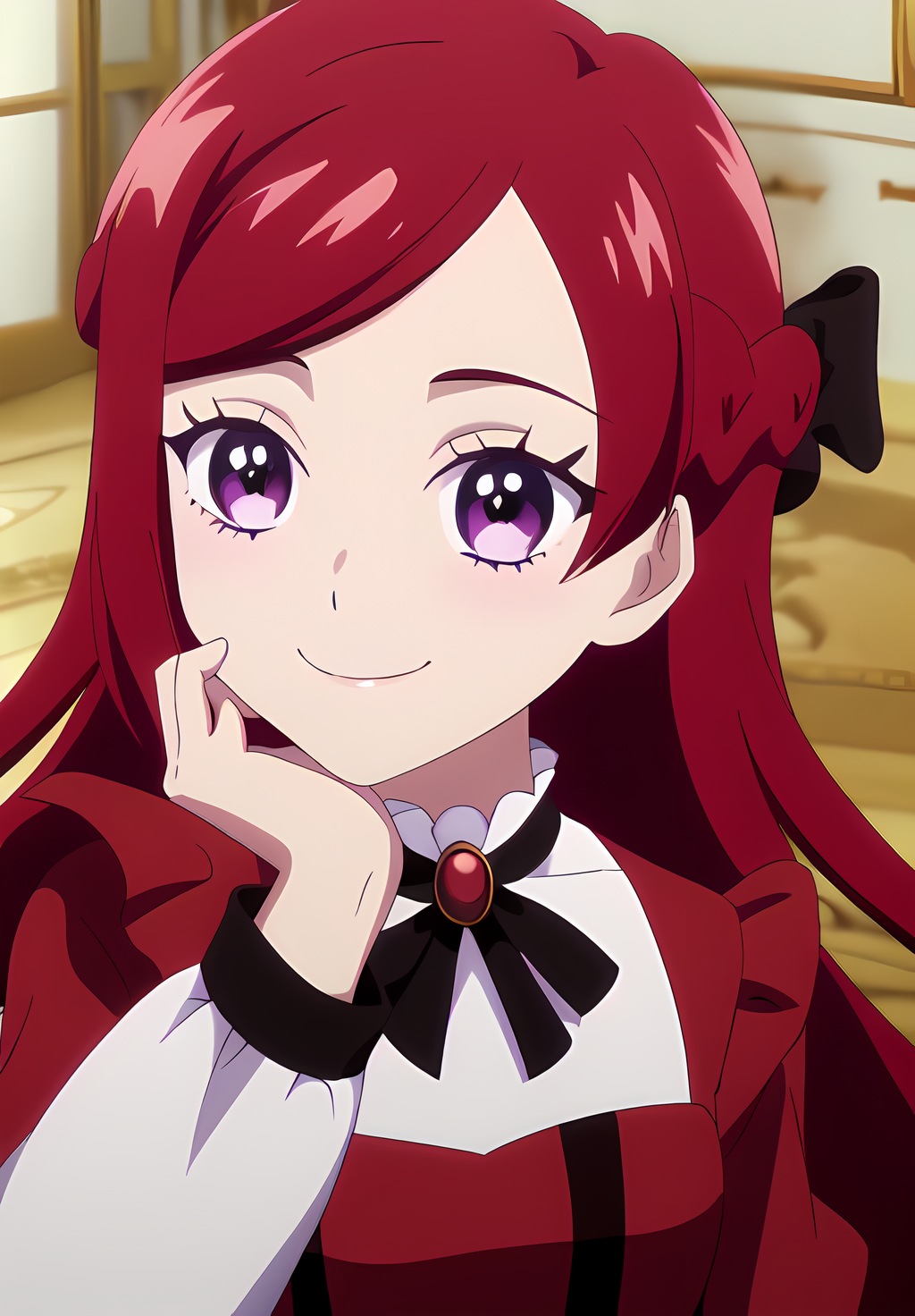 <lora:Pryde_Royal_Ivy:0.8>, Pryde_Royal_Ivy, 1girl, solo, smile, red dress, portrait,