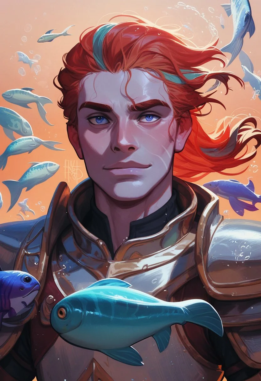 score_9, score_8_up, score_8, score_7_up, score_7, score_6_up, score_6, score_5_up, Score_5, fish, koi fish, fish monster:1.3), (realistic fish, fish), bulging eyes, fish eyes, fish mouth, fins, Atlantean armor, vox machine style, 1boy, male focus, solo, portrait, underwater background, under water shimmering light, fantasy, (dynamic lighting:1.1)
((masterpiece))