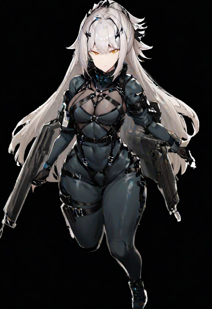 arknights, 1girl, b0dysu1t, bodysuit, harness, 
masterpiece, best quality, very aesthetic, absurdres, full_body, tachi-e,