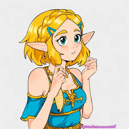 snegovski, princess zelda, 1girl, solo, simple background