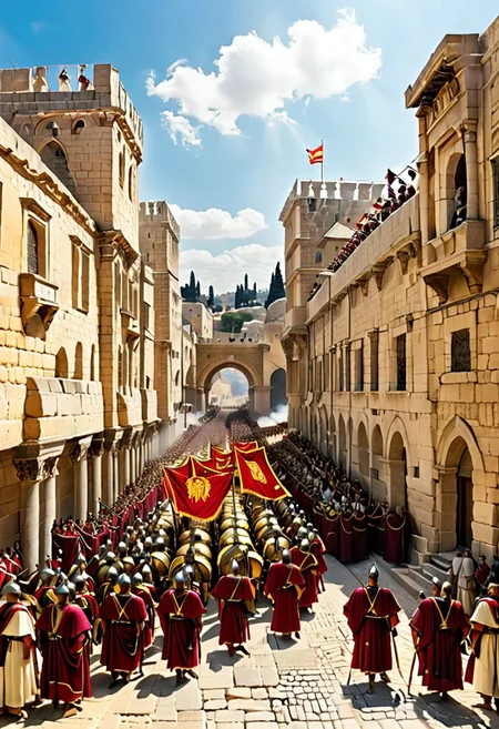 Triumphant procession of the legions of the Roman Empire through Jerusalem