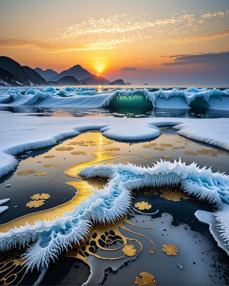 Creator Landscape,
(style ofOgata Korin (gold leaf waves)),
Dawn over empty oceanic expanse, frost flowers on sea ice,
<lora:extremely_detailed:0.8> extremely detailed,
<lora:add-detail-xl:0.3>,
<lora:dreamshaperXL10_lora:0.3>
detailxl,
advntr,