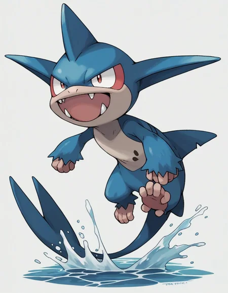 score_9,score_8_up,score_7_up, <lora:Navi_PokeDnaGen1_PonyXL_S1-000007:0.8> , nv-pokegen1, water-type, monkey, white and blue, shark tail, fangs,