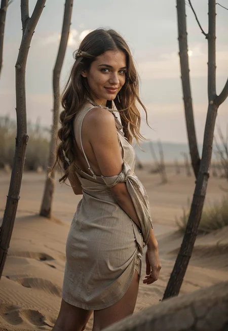 [ng_deepnegative_v1_75t:0.95] (smiling, cheerful, colorful:1.3) Girls-Next-Door_Michelle (Photograph of Giovanna Alves Fernandes in A place full of sand scattered with dry branches and very arid, braided hairstyle haircut:1.4) (fully clothed in wrap dress:1.5)
(cosmos:1.7)  epiCPhoto Style-EMCG
<lora:skin_slider_v2_1_FACE:0.7><lora:epiCRealismHelper:1.5>
kkw-ph1 Style-DA
<lora:IGInfluencerV1:0.4> <lora:HD Horizon v1_0:0.6> <lora:SDXLrender_v2.0:0.6> <lora:Background Detail Enhanced_Si_v3.0:0.8> <lora:add_detail:-0.5> OverallDetail <lora:detailSliderALT:0.5> <lora:Mild detail adjusterV10:0.4> <lora:J_origami:0.45> J_origami <lora:PA7_Photo:0.2> PA7_Photo <lora:epi_noiseoffset2:0.05><lora:retroMoto:0.2> retroMoto