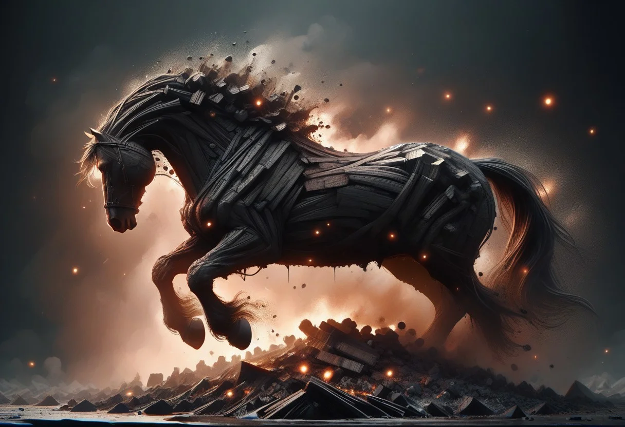 score_9_up, score_8_up, score_7_up, score_6_up, anthracite, coal, glowing, horse, animal, no humans, from side,