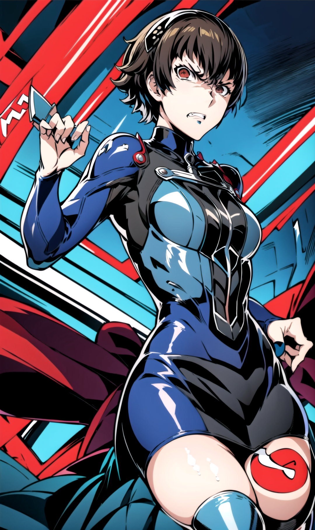 ((in the Style of Studio Trigger)), (((makoto, queen, Persona 5, Looking Disgusted,angry, ))), ((medium long shot, low angle, looking at viewer, motion,)), eyecatch, <lora:ttgl-eyecatch-original:0.5>
masterpiece, best quality, hyperrealistic, extremely detailed, highly quality, 4k, sharp focus,professional photograph, sharp focus, award winning, cinematic lighting, octane render, unreal engine, volumetrics dtx,  <lora:dsmakoto-v2:0.9> <lora:LookingDisgusted_V1:0.7>