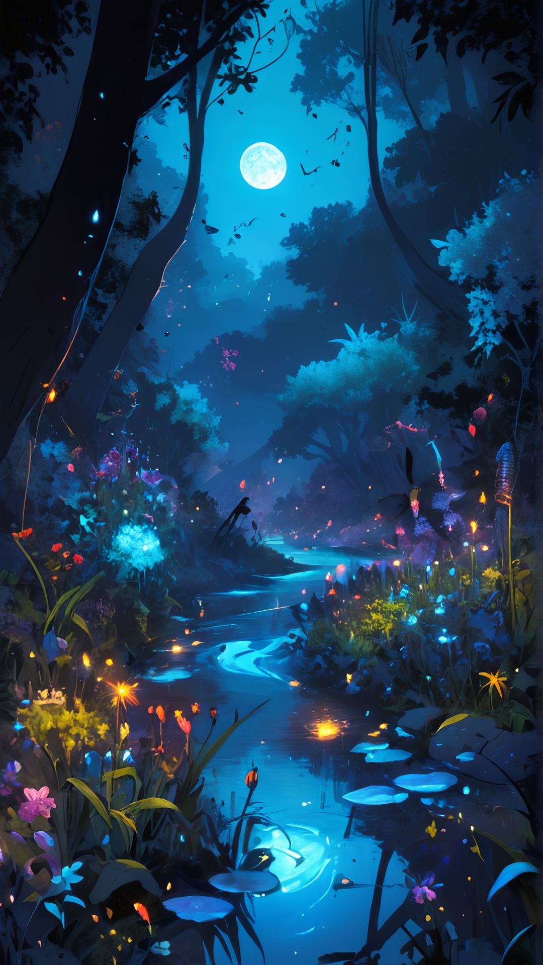 river, trees, flowers, detailed, midnight, glow bugs, rats
 (<lora:NIJI V6 (Midjourney):1> aidma-niji niji