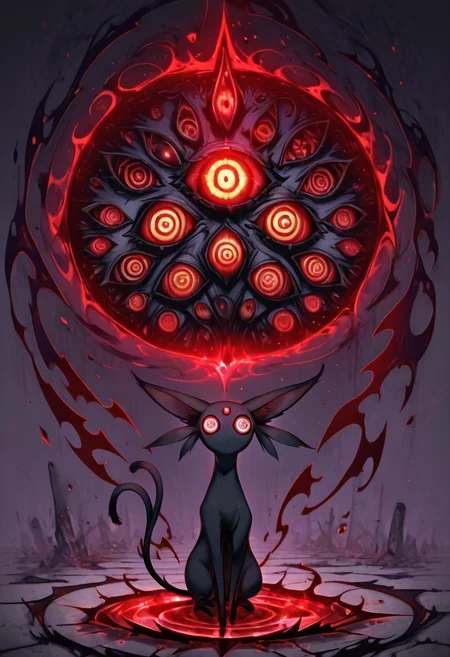 masterpiece, best quality,    <lora:NightmareDex_IXL:1.3>,   Espeon, occultoculi, extra eyes, @_@,  <lora:OccultOculiMagic_IXL:0.7>,