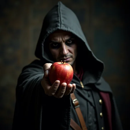 <lora:Hand v2:1>
detailed edges, detailed image, perfection style, A cinematic detailed image of a creepy wicked person in a medieval costume holding an apple up in front of camera with creepy hand, movie themed, sharp, detailed background, epic cinematic photography, artistic style, dramatic light style, cinematic color style, Kodak 35mm film style, detailed style, hand focus style, solo, looking at viewer, 1boy, holding, male focus, food, hood, fingernails, fruit, holding food, realistic, apple, old, holding fruit, portrait
