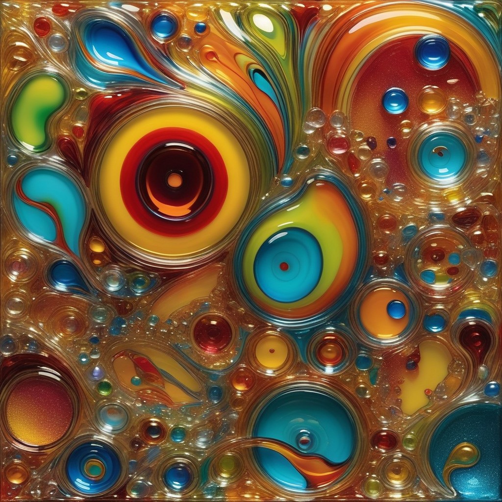 a glitchy rule of thirds complex colorful liquid Murano Art Glass but hyper-maximalist, excessivist, fragmented, brut art, graffiti ignorant, mixed media texture play, professionnal photography surrealism, 8k resolution, hyperdetailled, complex detailled composition