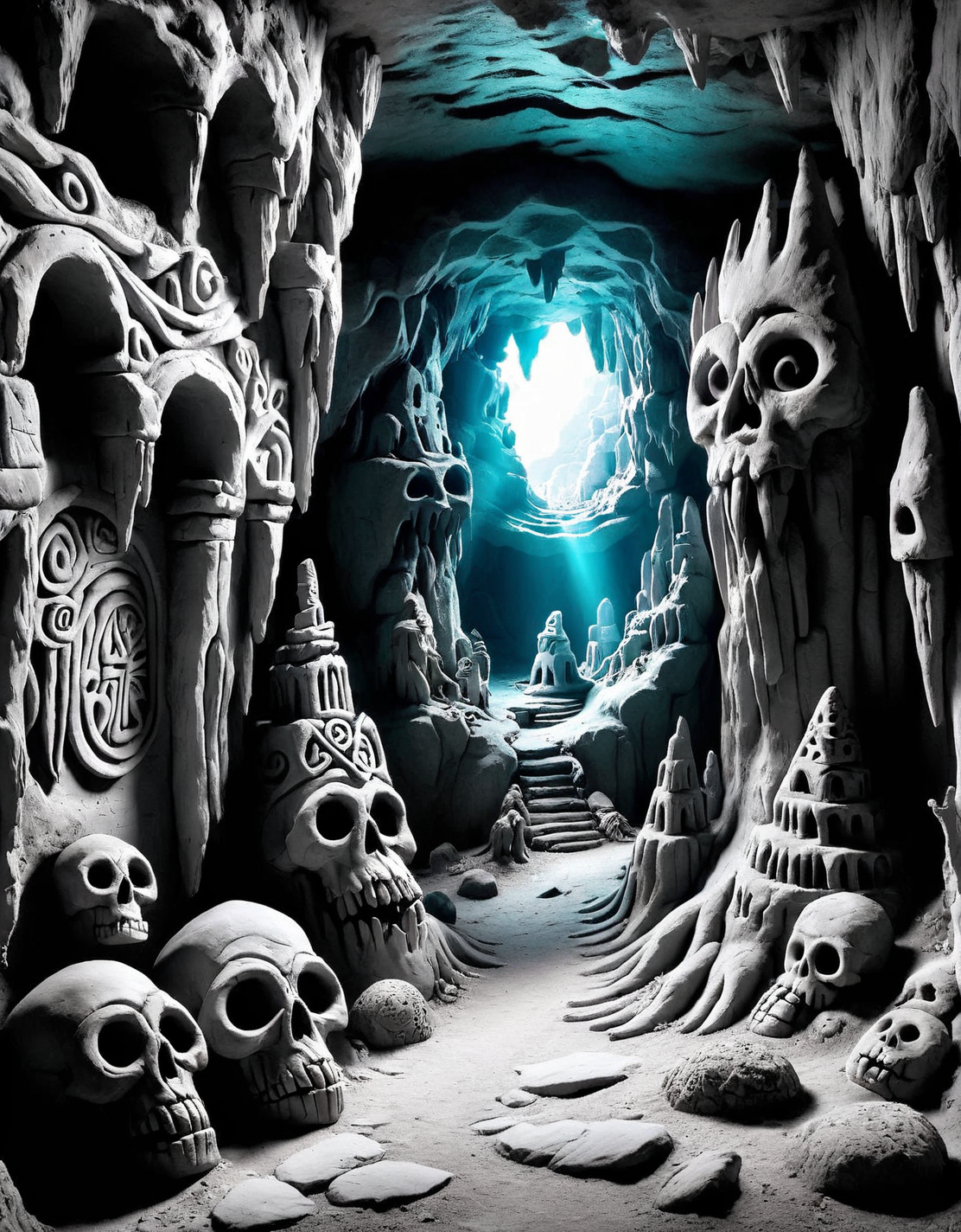 ais-drkclymtn mysterious cave with ancient symbols <lora:ais-drkclymtn-sdxl:1>
