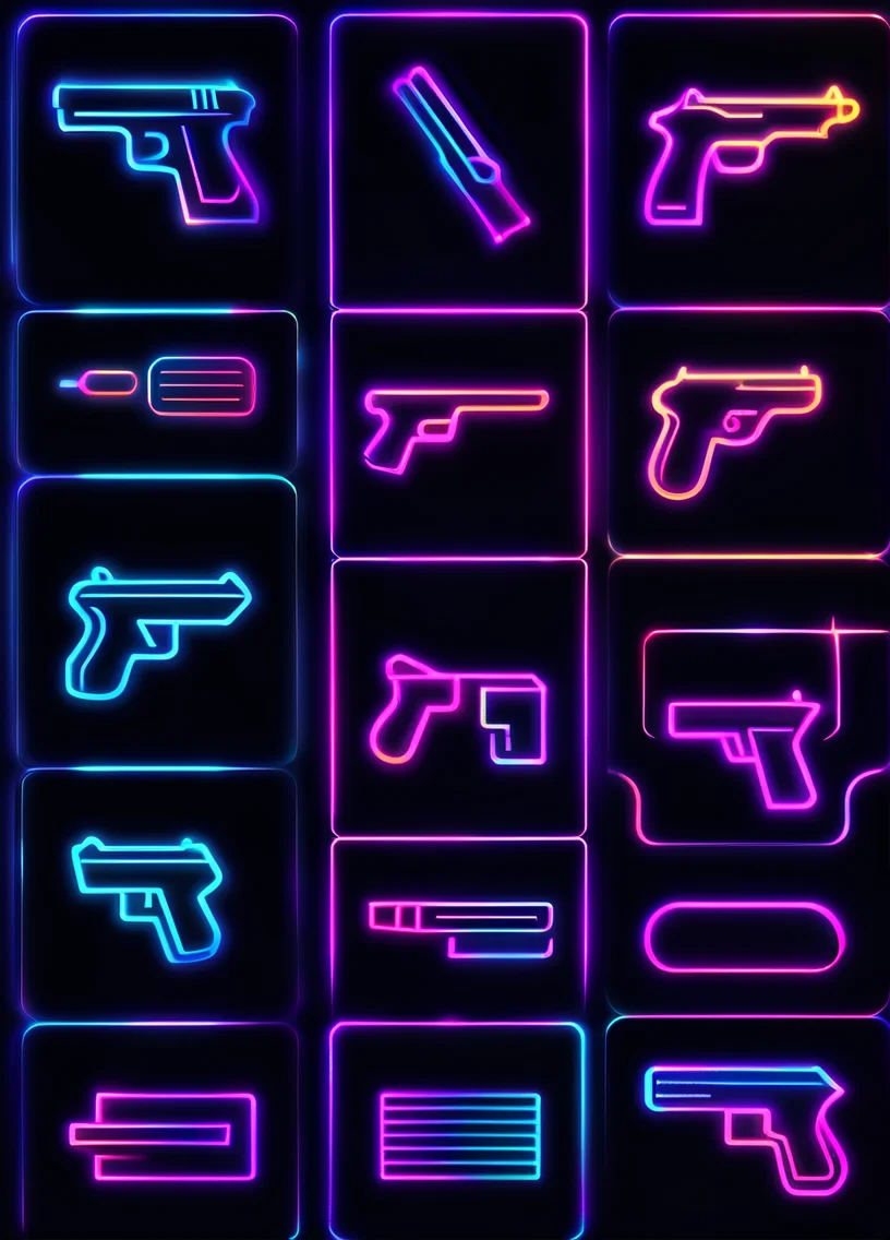 gun, <lora:neon_icon:1>