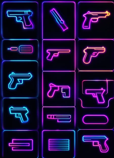 gun, <lora:neon_icon:1>