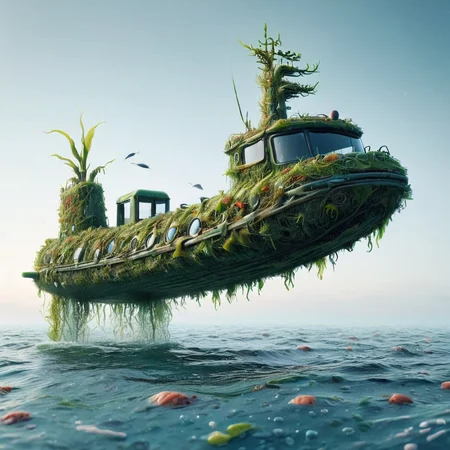 coral reef, fen,astronomy BREAK <lora:grsw:1>grsw   ego compact semi-submarine, flowing lines,
 sliding rear windows, headlight washers, 
  corundum, aerodynamic,
  worn patina,