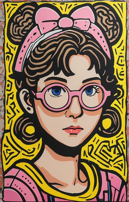 masterpiece,best quality,<lora:tbh164-sdxl:0.9>,illustration,style of Keith Haring, portrait of idolmaster cinderella girls,