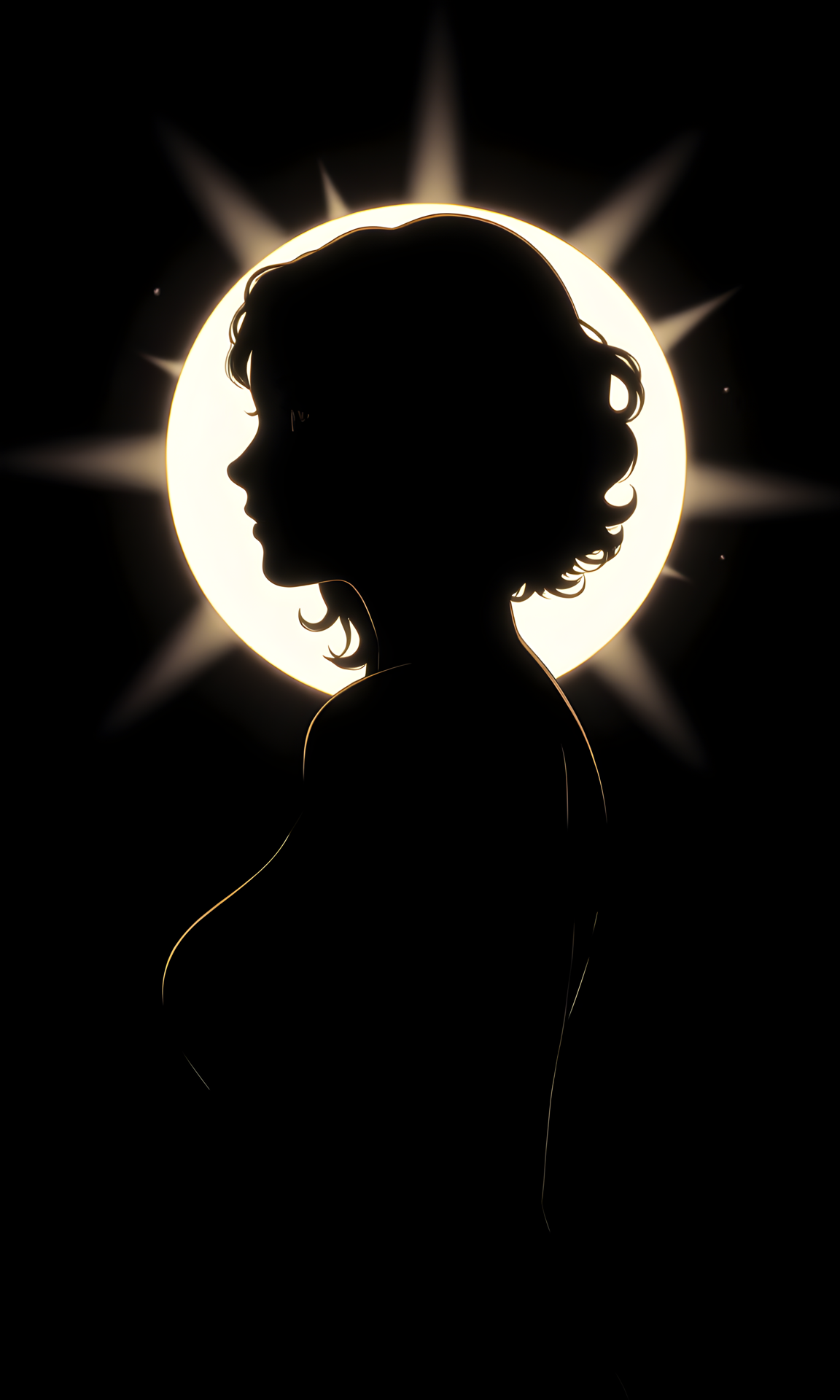 The subject is a woman, captured in silhouette. Her profile is clearly defined against the background, with her head turned slightly to the side. The outline of her hair, which appears to be styled in soft waves or curls, is particularly prominent.
Due to the silhouette effect, the facial expression is not discernible. However, the positioning of her head and the gentle curve of her jawline suggest a calm and composed demeanor.
The woman is standing upright, with her body facing forward and her head turned to the side. This pose creates an elegant and graceful silhouette, emphasizing the contours of her face and neck.
The woman appears to be wearing a dress or top that fits closely to her body, as indicated by the smooth lines of the silhouette. The clothing does not have any distinct features or patterns visible due to the lack of light.
The camera is positioned at eye level, capturing the subject from a side angle. This perspective allows for a clear view of her profile and emphasizes the silhouette effect. The framing is tight, focusing on her upper body and head.
The lighting is dramatic, with a strong light source positioned behind the subject, creating a bright halo effect around her head and shoulders. This backlighting results in a deep black silhouette, with no details visible on her face or clothing. The light beams radiating from behind her add a sense of depth and dimension to the image.
The background is completely dark, providing a stark contrast to the bright light surrounding the subject. There are no discernible features or objects in the background, which helps to keep the focus entirely on the silhouette.
The composition is simple yet powerful, with the subject's silhouette centered in the frame. The use of backlighting and the dark background create a strong visual impact, drawing the viewer's attention to the elegant lines of the woman's profile. The overall effect is one of mystery and beauty, enhanced by the interplay of light and shadow.
BREAK j_art, anime, anime art, <lora:FLUX\RetroAnimeS1.1:0.1>, <lora:FLUX\GLSHS:0.1>, <lora:FLUX\Dieselpunk Delight - s0_9 g4:0.1>, <lora:FLUX\Anime Art V3:0.1>, <lora:FLUX\jul\J_Anime:1.0>