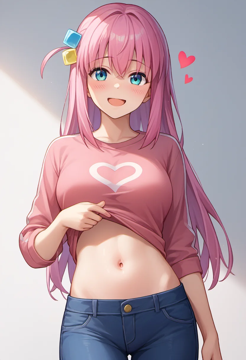 score_9, score_8_up, score_7_up, score_6_up, score_5_up, score_4_up, source_anime, BREAK
GotouHitori, 1girl, solo, female, clothing, text, hair, breasts, clothed, blush, open mouth, looking at viewer, topwear, smile, <3, navel,
<lora:GotouHitori_PD6XL:1>