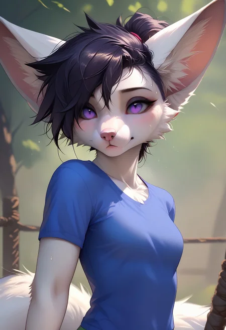 score_9, score_8_up, score_7_up, (by shinodage), outdoor, sexy, sweat, dutch angle, high quality, hires, solo, anthro, detailed background, detailed eyes, emotional, easynegative, Split Lighting style, pose, anthro, furry, 
anthro, 1girl, clothing, solo, furry female, furry, mammal, body fur, topwear, fur, animal ears, hi res, hair, tail, short hair, fox, animal nose