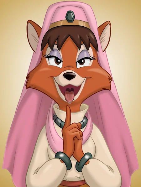 toon \(style\),ultra high quality,ultra high resolution,ultra ,full body, seductive, very realistic,(extremely detailed), detailed background,,(masterpiece, best quality, high quality, highres, ultra-detailed), ,long legs,  <lora:Lotta_Lamour_Talespin:0.9> lotta lamour, fox ears, pink veil, flat color, toon (style), fox, brown hair, bracelet, long eyelashes, smile, beige topwear, red fur, veil, narrow waist, necklace, jewelry,, narrow waist,upper body,perfect eyes,perfect lips,seductive smile,thick lips,long eyelashes,bedroom eyes,breasts pressed together,arms in front,(breasts squished:1.2),breasts pressed,arabic themed palace,throneroom,inside,(seductive eyes look:1.3),flirting with viewer,licking own finger,open mouth,seductive smile,hand on mouth,
