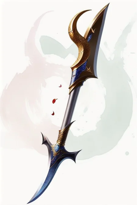 Guan Dao, A type of Chinese, polearm, that featured a large blade shaped like a crescent moon,
Medieval looking weapon, MagicItem_v1,