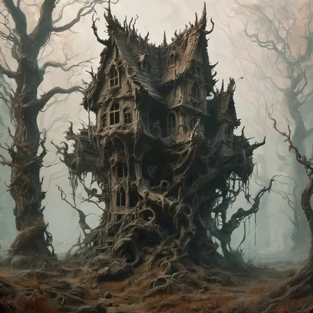 mortishadow devil's house in the old forest<lora:mortishadow:1>