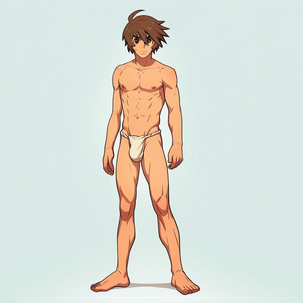 Kodai, 1boy, male focus, solo, brown eyes, brown hair, fundoshi, topless male, Large Bulge, fundoshi,  score_9, score_8_up, score_7_up, score_6_up <lora:vinceteaa_020_04v2-step00000400r:1> good face, good eyes, looking at viewer, full body, standing,