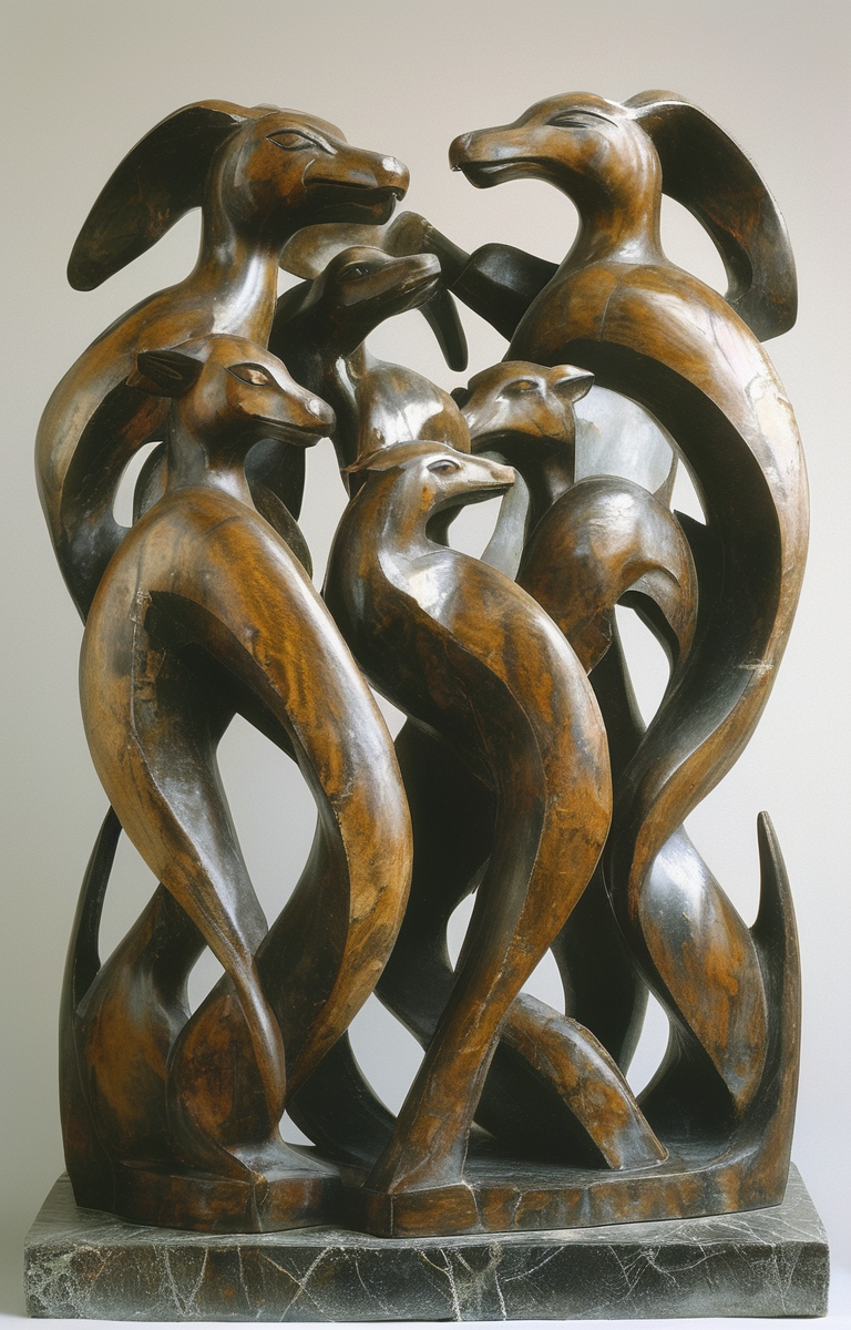 masterpiece,best quality,<lora:tbh217-sdxl:0.9>,illustration,style of William Zorach animals