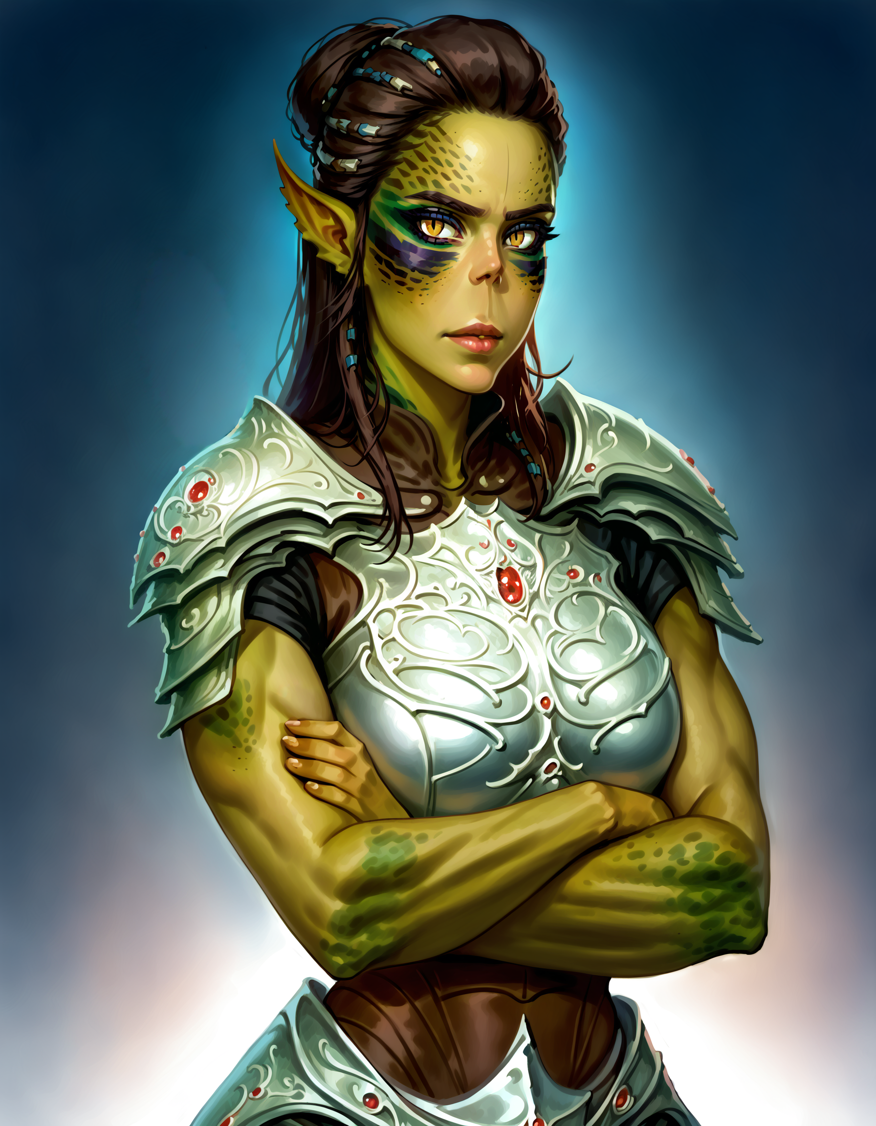 zPDXL2,  gradient background,
<lora:laezelxl3-000006:1>, <lora:Cold Oil Gothic Style SDXL_LoRA_Pony Diffusion V6 XL:1> <lora:add-detail-xl:1.6> ,<lora:DetailedEyes_V3:2>