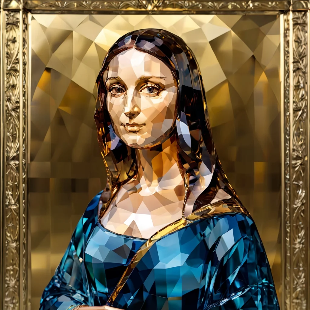 pamcrystal,Mona Lisa from Leonardo Da Vinci,full depth of field and realistic textures,highly detailed,masterpiece,high quality, 8K Ultra HD