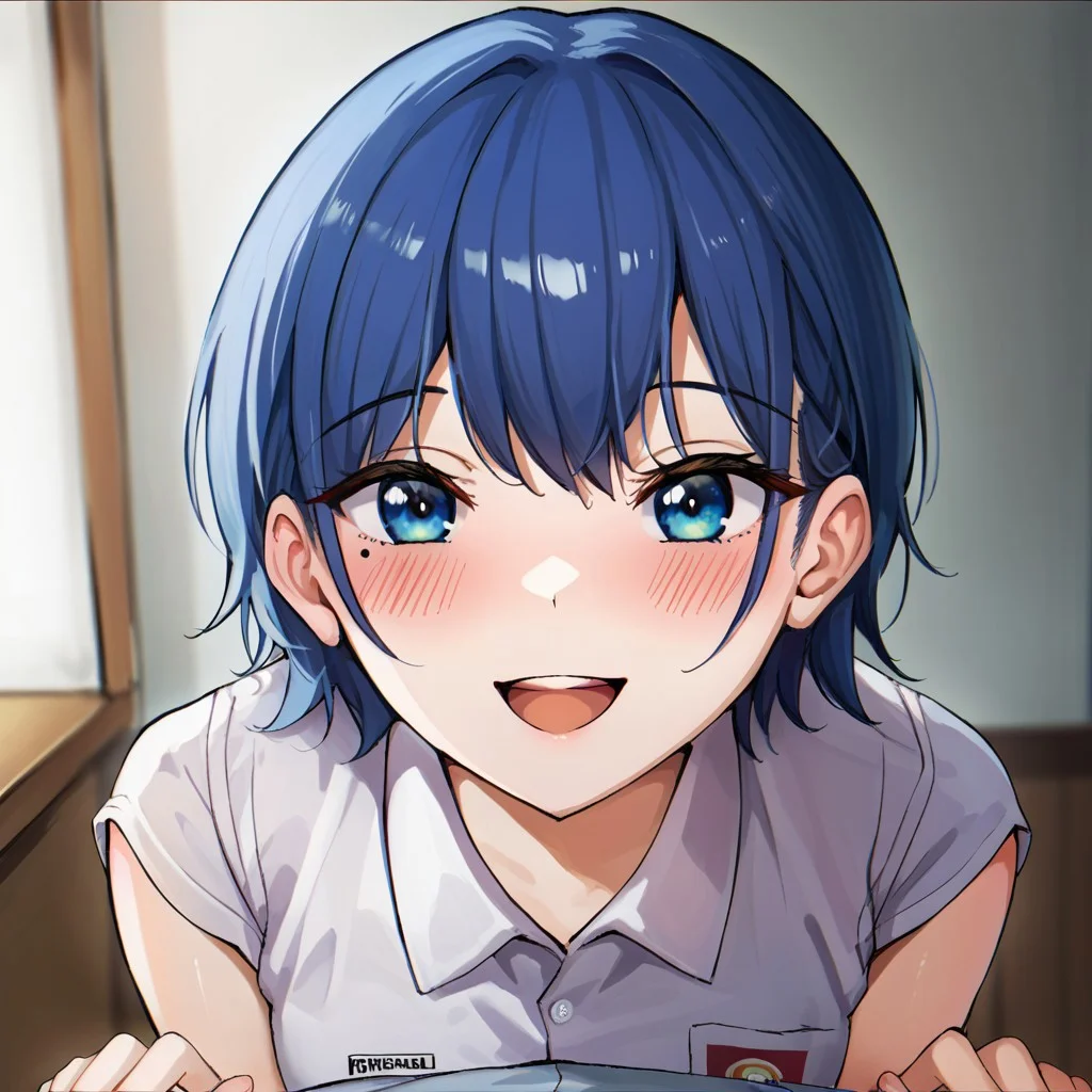 score_9, score_8, score_7, source_anime, ihsu, POV, looking at viewer, blush, smile, open mouth, upper teeth only