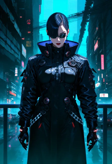 Techwear fashion masterpiece,high score,great score,absurdres, a man in a black trench coat and sunglasses looking away from the camera with a serious look on his face [21],<lora:matr1xg0th :1>,(matr1xg0th, m0tr1xbl0d3r0nn3r, realistic, tech wear, cyberpunk art, afrofuturism, Chizuko Yoshida, Christian Hilfgott Brand, gothic art),long fingernails [3],fence [1], .  . Futuristic, cyberpunk, urban, tactical, sleek, dark, highly detailed