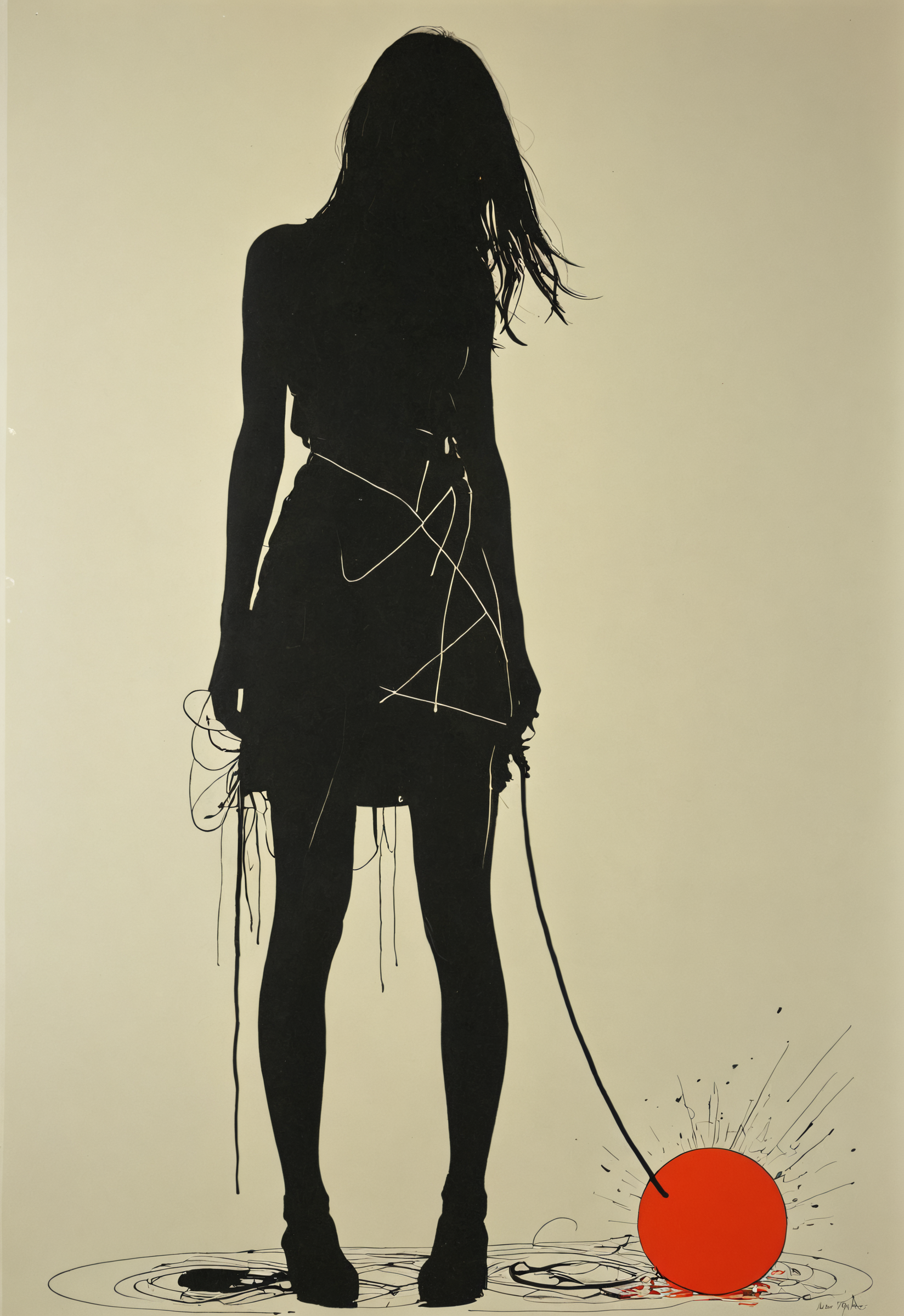 Michael DeForge, Loui Jover, (Hans Hartung:1.6), poster, art, girl, <lora:sli-v1:1>