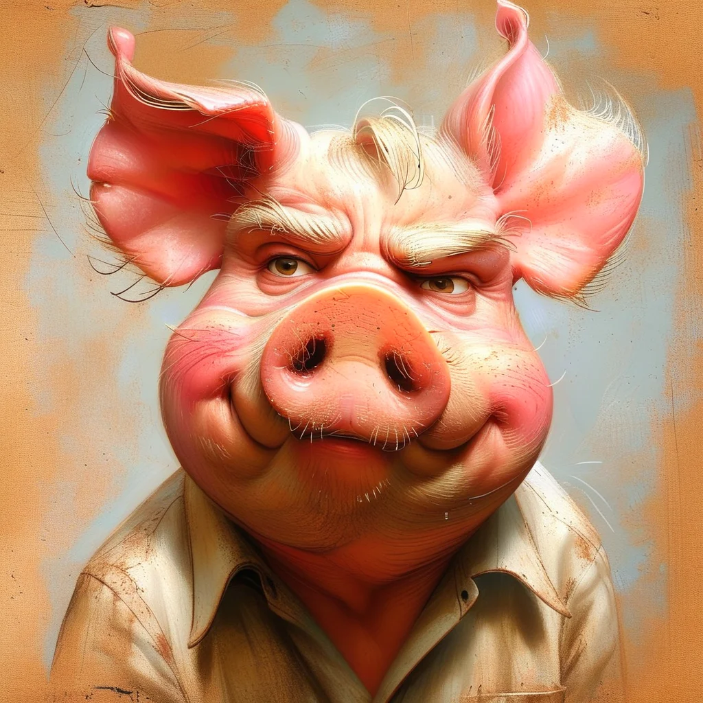 caricart pig<lora:caricart:1>