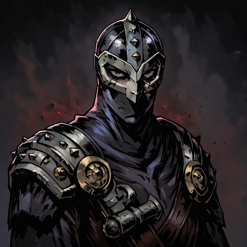 masterpiece, best quality, newest, absurdres, highres, DDstyle, official style, TTCSV1.0, black eyes, shaded eyes, 
1boy, DDBH-V1.1, helmet, armor, shoulder armor, spikes,