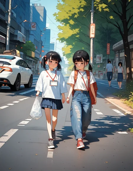 score_9, score_8_up, score_7_up, score_6_up, score_5_up, score_4_up, source_anime, 1girl, solo, 18yo, (slim face:1.5), (bangs:1.2), skinny, thin body, wide hips, thin thighs,
<lora:Expressive_H:1><lora:Kenva:0.8> <lora:naipf:0.6>
backpack, bag, motor vehicle, multiple girls, 2girls, black hair, road, sneakers, outdoors, shoes, pants, randoseru, skirt, tree, hair ornament, street, shirt, child, jeans, plastic bag, twintails, denim, walking, lanyard