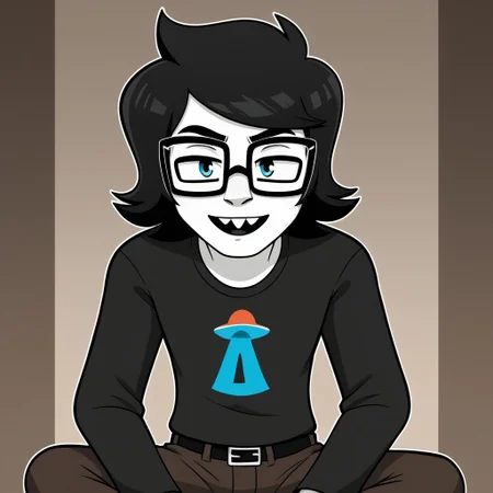 1boy, solo, judeharley, black hair, white skin, buck teeth, glasses, medium hair, shirt, pants,
BREAK,