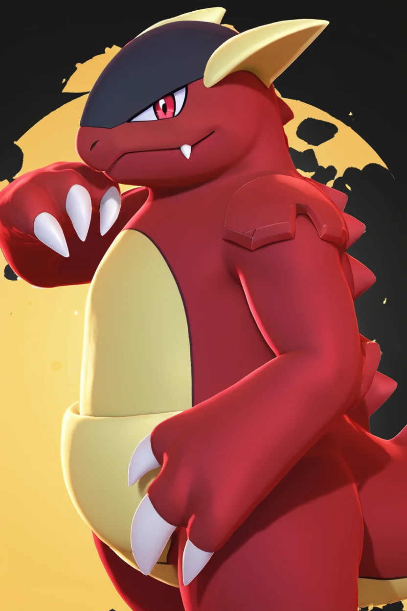 score_9, score_8_up, score_8,   BREAK, , zzKhan, no humans, claws, red eyes, black eyes, fangs,   <lora:Kangaskhan_Pokemon_PDXL_v3:0.8>,  , BREAK, smile, looking at viewer, cowboy shot, side view,  ,,, embedding:zPDXL, Expressiveh, ,,, <lora:Zy0n7_PDXL:0.8>, <lora:SDXLFaeTastic2400:0.5>, <lora:Expressive_H-000001:0.4>,
