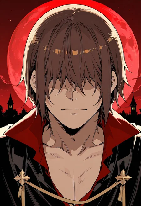 score_9, score_8_up, score_7_up, score_6_up, source_anime, BREAK, 1man, solo, (( <lora:hentai_mc:1> , hentai_mc, faceless, shaded face, toned body, manly, strong male, alfa male, short brown hair, hair over eyes, charismatic male, )) , male focus, hentai_mc as a vampire, vampire, vampire outfit, blood moon, gothic castle, goth, dynamic light, concept art, horror world, atmospheric, bloody atmosphere, best quality, sharp focus, high contrast, close up, closed mouth,