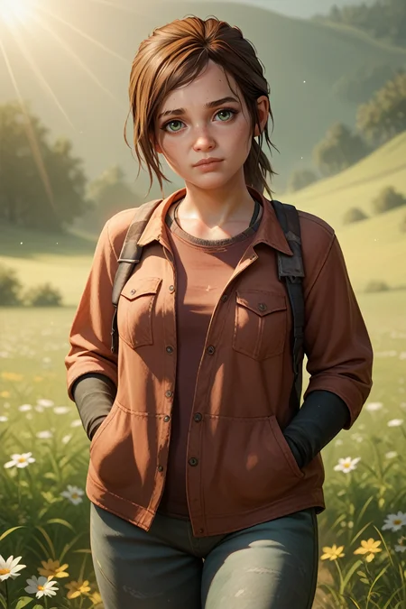 score_9, score_8_up, score_7_up, score_6_up
<lora:TLOUEllie:0.8>
TLOUEllie, 1girl, ponytail, brown hair, green eyes, looking at viewer, standing in a field of lavender, hands in pockets, slight breeze blowing hair, warm golden hour sunlight, serene and peaceful mood