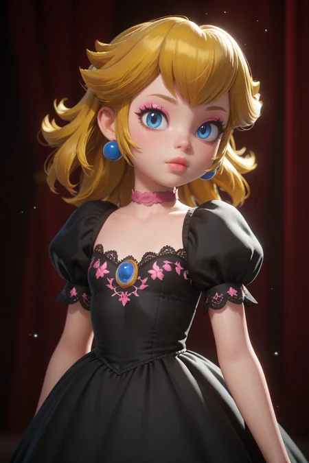 score_9,score_8_up,score_7_up,score_6_up,score_5_up,score_4_up,
1girl, solo, princess peach, blonde hair, dark makeup, dark lips, eyeliner, eyeshadow, looking at viewer, flat chest, black dress, puffy sleeves, black lace dress, pink choker, closed mouth,
 <lora:1StS_age_slider_v1_initial_release:-4>
 <lora:princess-peach-showtime-ingame-ponyxl-lora-nochekaiser:0.8>