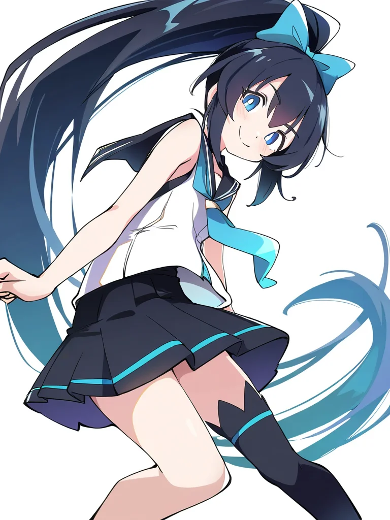 1girl,single thighhigh,solo,yingcao,white background,simple background,,(lee hyeseung:0.5),smile,blue eyes,serafuku,(Ixy:0.6),<lora:yingcao-000012:0.8>, masterpiece, best quality, very aesthetic, absurdres