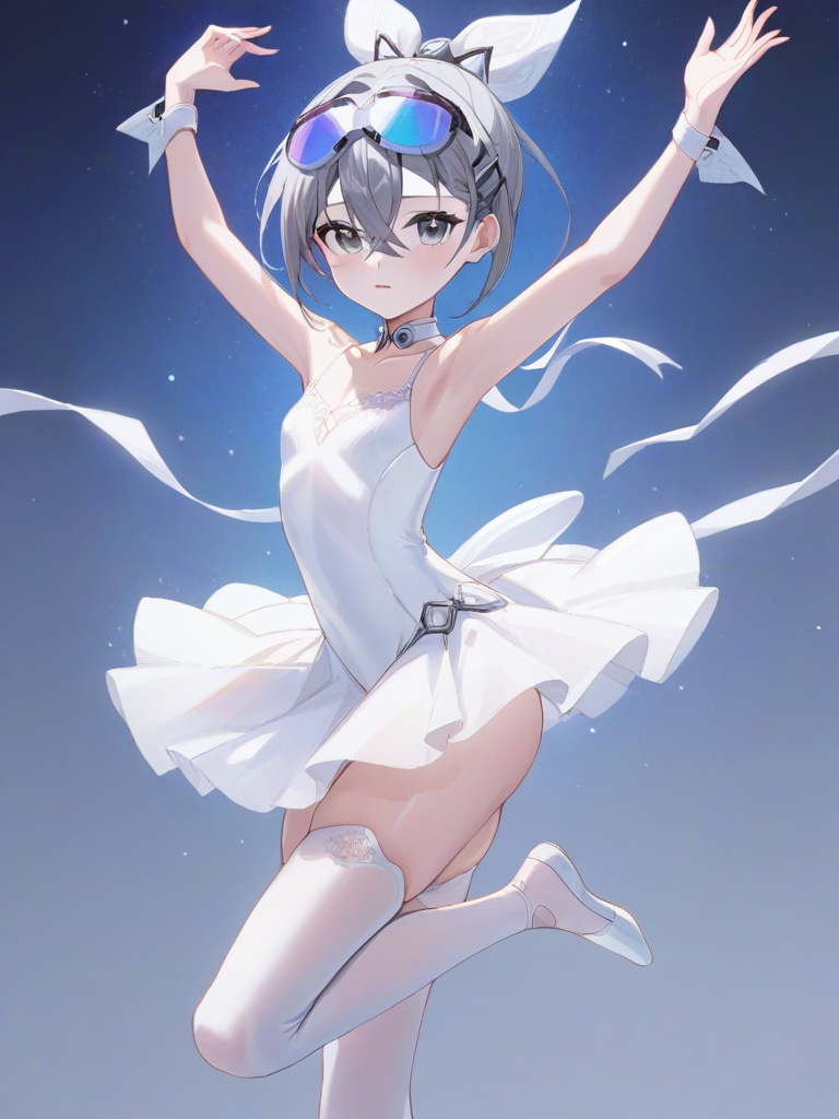 Yinglang girl,gray eyes,goggles,<lora:xl_yinglang girl-000007:0.8>,White ballet clothes,, masterpiece, best quality,