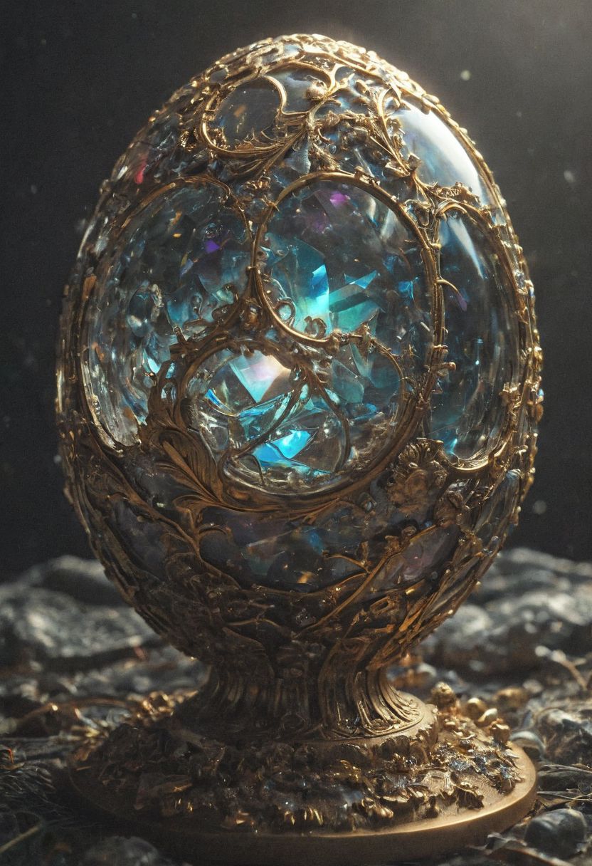 Faberge egg made with crystalline carapace, iridescence color, fine reflection 
Wide range of colors., Dramatic,Dynamic,Cinematic,Sharp details
Insane quality. Insane resolution. Insane details. Masterpiece. 32k resolution.
<lora:add-detail-xl:0.95> <lora:dvr-lnds-sdxl:0.3> dvr-lnds-sdxl <lora:MJ52:0.25> <lora:ral-apoctvisn-sdxl:0.3> ral-apoctvisn <lora:zavy-cntrst-sdxl:0.35> dark, chiaroscuro, low-key <lora:zavy-rmlght-sdxl:0.41> zavy-rmlght <lora:SDXLFaeTastic2400:0.225>