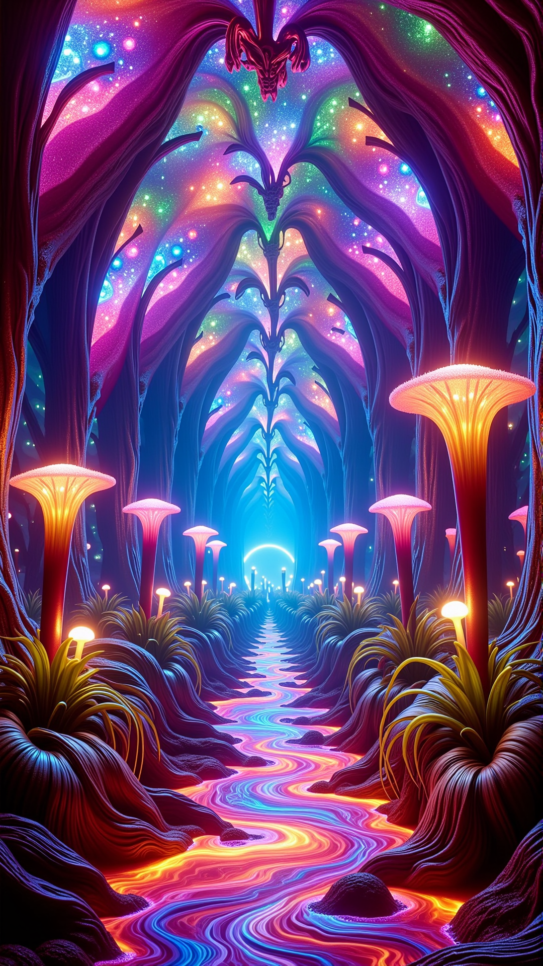 ElementMix Made from water element: Water A vibrant, iridescent nightclub nestled within the sprawling, razor-sharp leaves of a carnivorous plant, its entrance guarded by two imposing, tutu-clad Venus flytraps swaying to an unheard beat as they harmonize with a chorus line of glittering, sequined Pitcher Plants spinning and twirling in unison, the walls adorned with flashing LED lights that cast a kaleidoscope of colors across the gleaming, metallic surfaces of the plant's succulent tendrils which morph into gleaming dance floors, while atop the club's raised dais, a dazzling array of glowing, bioluminescent blooms sway gently to the rhythm of pulsating music echoing through the leafy surroundings as patrons â a diverse ensemble of flutterbeasts, dancing fungi, and other nocturnal creatures â lose themselves in the hypnotic beat amidst an explosion of glittering, rainbow-hued lights, smoke machines, and shimmering holographic projections that dance across the air.
<lora:ElementMixFlux:0.9>