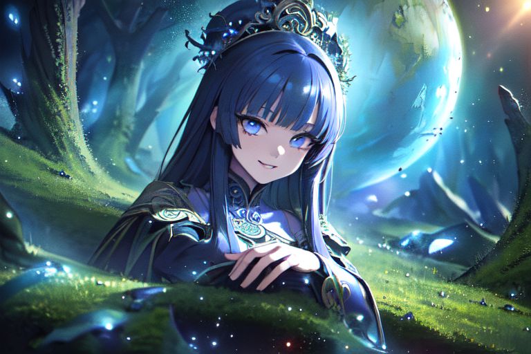 (masterpiece:1.4), 4K8K, (anime style), (high shutterspeed:1.4), (sharp edges), 
SyFyEye1, FanFo, 
1woman  hands togather,  leaning foward, face focus, smile, closed mouth, 
wearing Celtic style dress, (Detailed face, Detailed eyes, Detailed lips), (solo), 
Fantastic Forest at fantasy night, Fantastic Planets