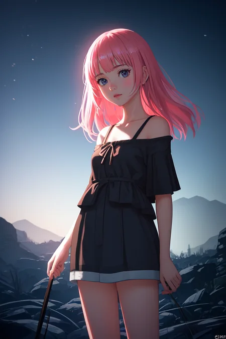 1girl, close-up, ilya kuvshinov illustration of a cute young girl with pink hair and bangs in her hair, yellow blouse, blue short shorts, by makoto shinkai, ilya kuvshinov, james gilleard, atey ghailan, lois van baarle, rossdraws, basquiat, sam yang. trending on artstation, pixiv, digital art, anime masterpiece, dynamic lighting, beautiful aesthetic, 4k, award winning, hd, <lora:Mild detail adjusterV10:0.2>, (masterpiece, best quality, absurdres, detailed, ultra-detailed:1.3), <lora:lcm-lora-sdv1-5:0.7>