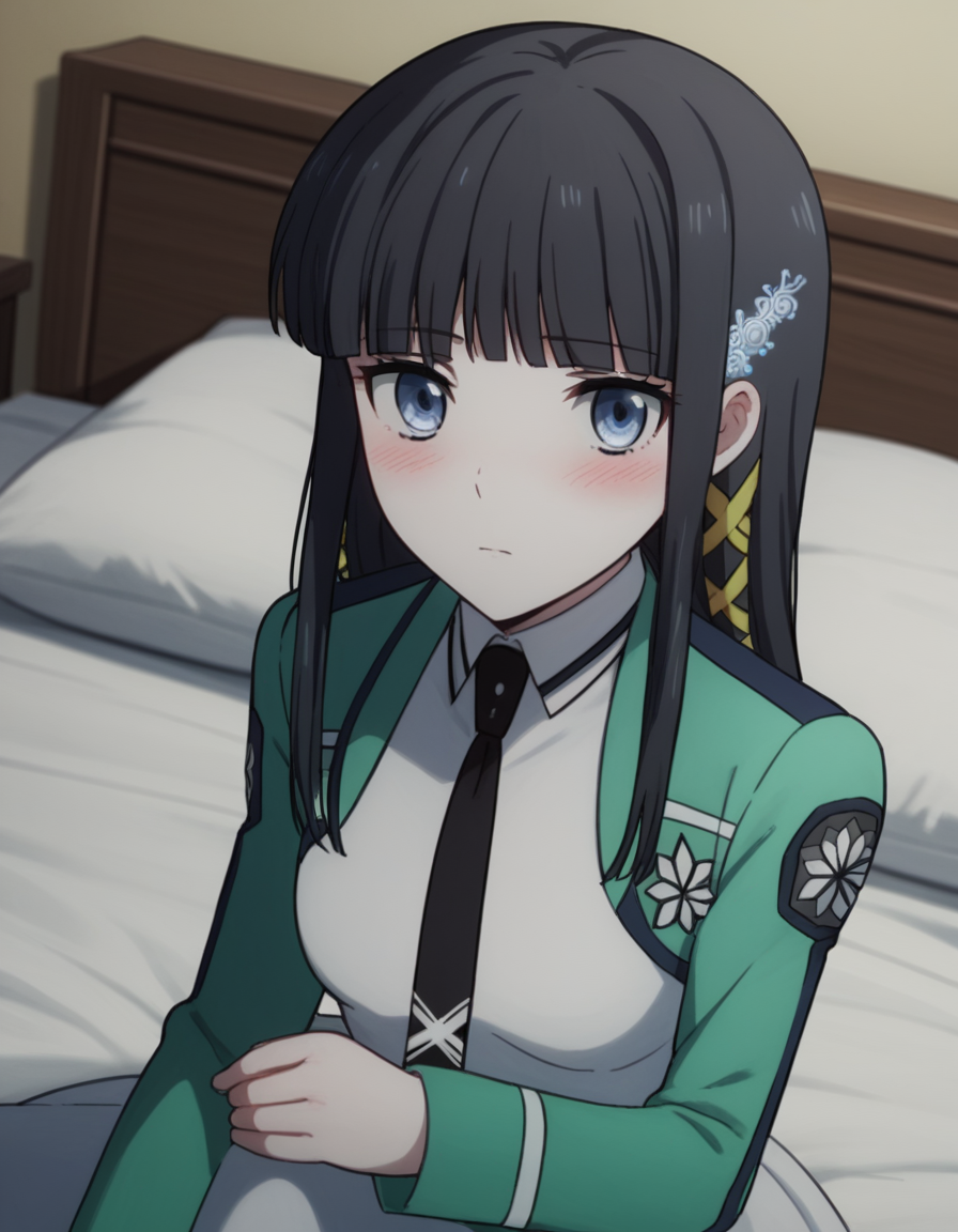 score_9, score_8_up, score_7_up, source_anime,
miyukishiba, <lora:miyuki-shiba-s2-ponyxl-lora-nochekaiser:1>,
miyuki shiba, long hair, blue eyes, black hair, hair ornament, ribbon, hair ribbon, snowflake hair ornament, bangs, blunt bangs,
long sleeves, dress, school uniform, pantyhose, necktie, white dress, black necktie,
indoors, bed, bed room, on side, blush, drunk,
solo, dutch angle, looking at viewer, cowboy shot,